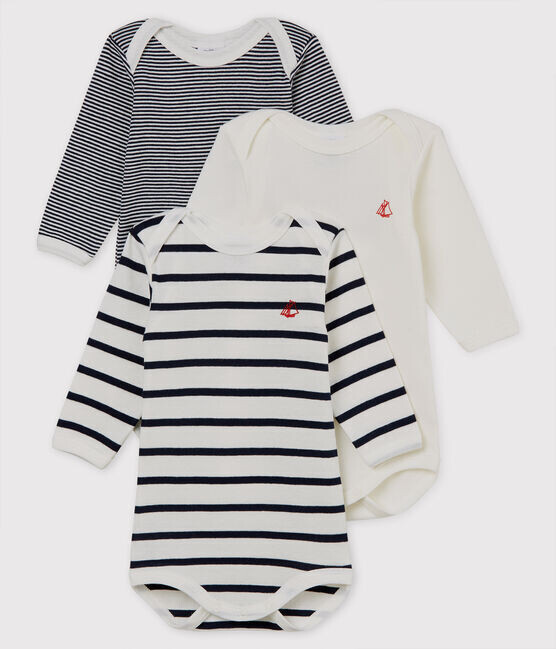 Lot de 3 bodys manches longues Petit Bateau