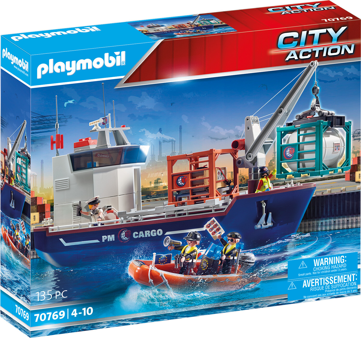 Playmobil Grand cargo avec bateau de douaniers