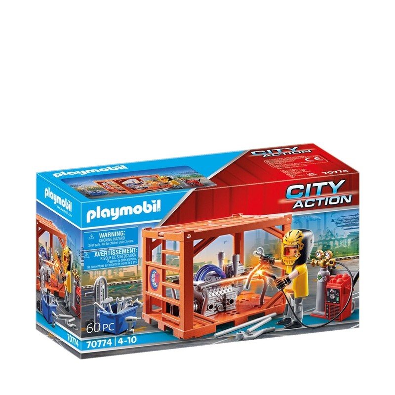 Playmobil Ouvrier et conteneur