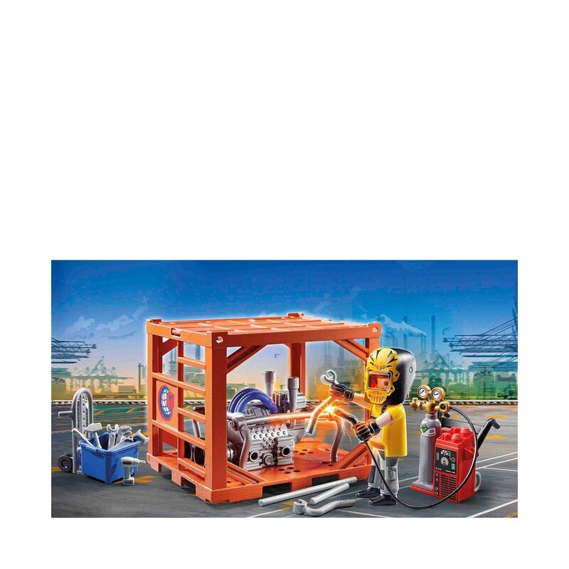 Playmobil Ouvrier et conteneur