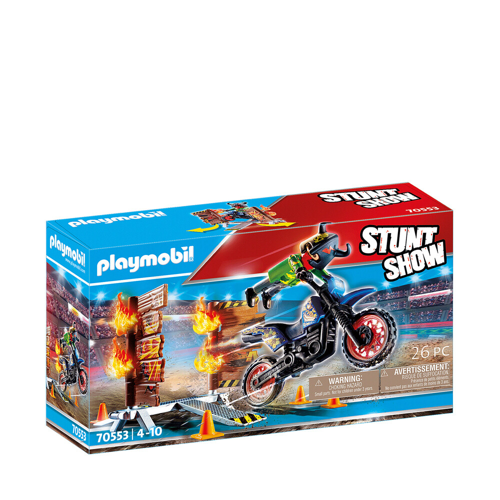 Playmobil Stunt Show Pilote de moto et mur de feu
