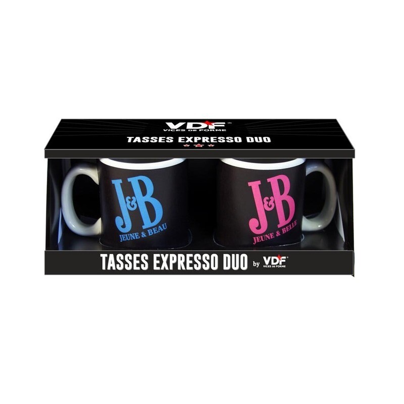 Coffret 2 tasses  expresso jeune et belle, jeune et beau JB