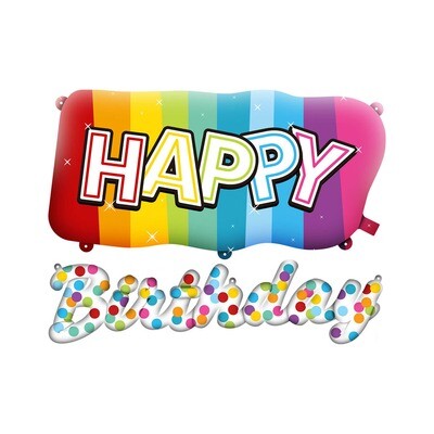 Ballon multicolore Happy Birthday, joyeux anniversaire!