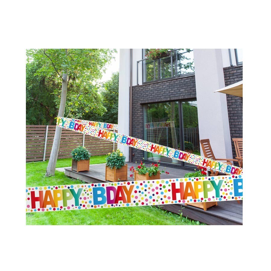 Ruban à marquer Happy Birthday  15 mètres de long, 7,5 cm de large