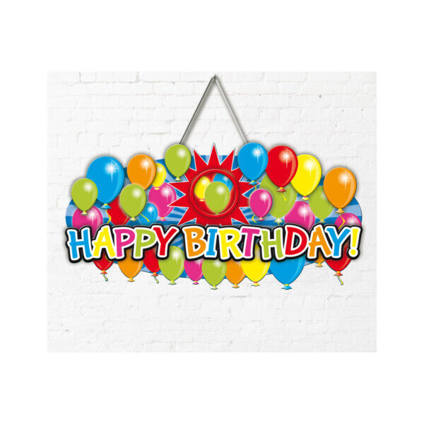 Panneau de porte en carton avec des ballons personnalisable, pour mettre une photo. Happy Birthday pour anniversaire