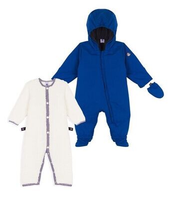 Combinaison  de ski 2 en 1,  bleu roi,  Petit Bateau, combi, intérieur en sherpa peluche toute douce.
