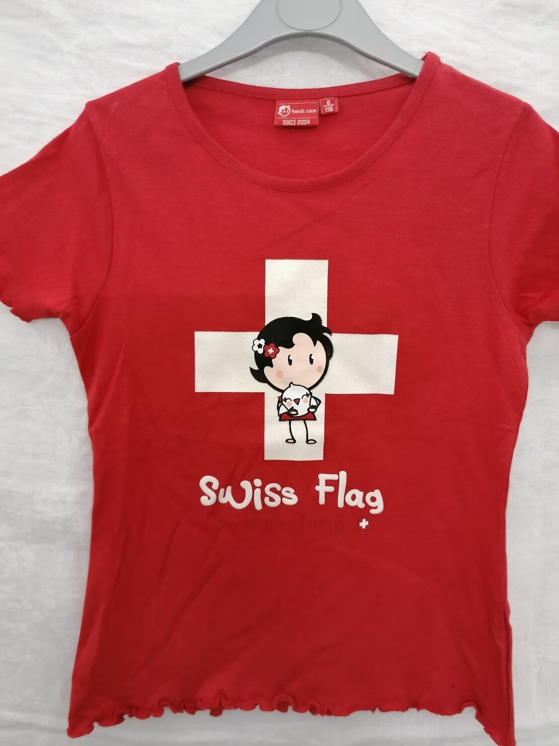 Tee shirt rouge drapeau Suisse Heidi