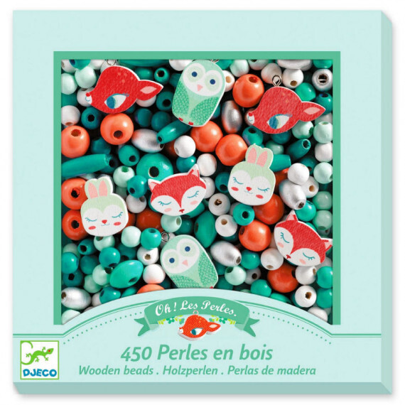 Oh! Les Perles 450 Perles en bois Petits animaux Djeco
