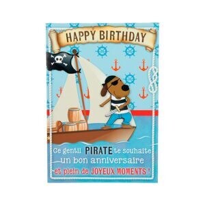 Carte Joyeux anniversaire pirate chien