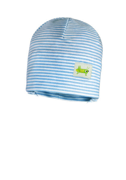 Bonnet coton rayé bleu avec une sauterelle