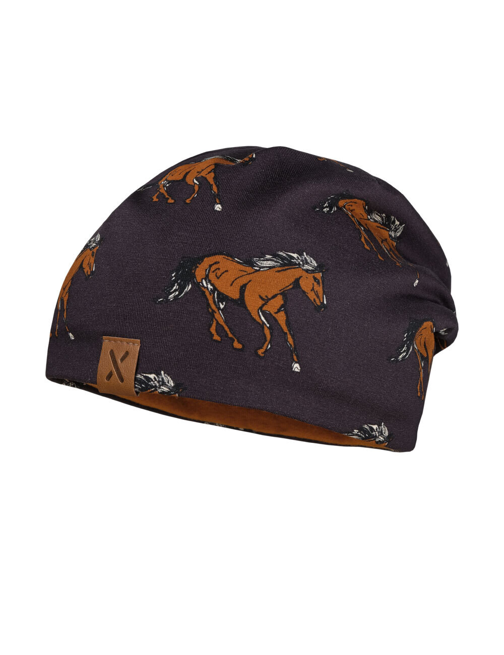 Bonnet en coton brun avec chevaux