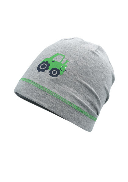 Bonnet en coton gris imprimé tracteur