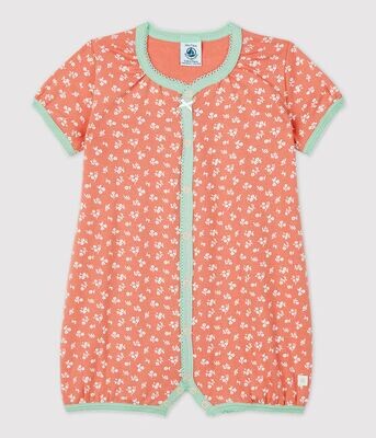 Combicourt couleur papaye imprimé fleurs Petit Bateau, combinaison pour l&#39;été