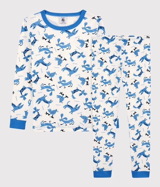 Pyjama imprimé animaux rigolos bleu roi Petit Bateau