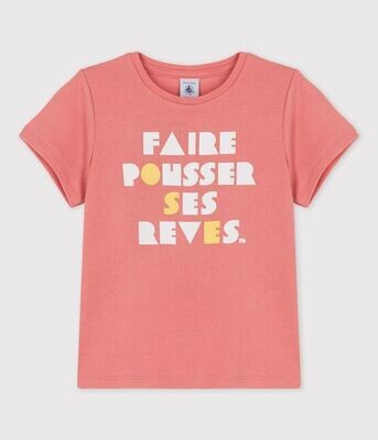 T-shirt couleur papaye &quot;Faire pousser ses rêves&quot; Petit Bateau