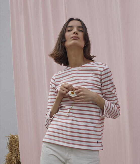 Marinière rayée papaye Petit Bateau