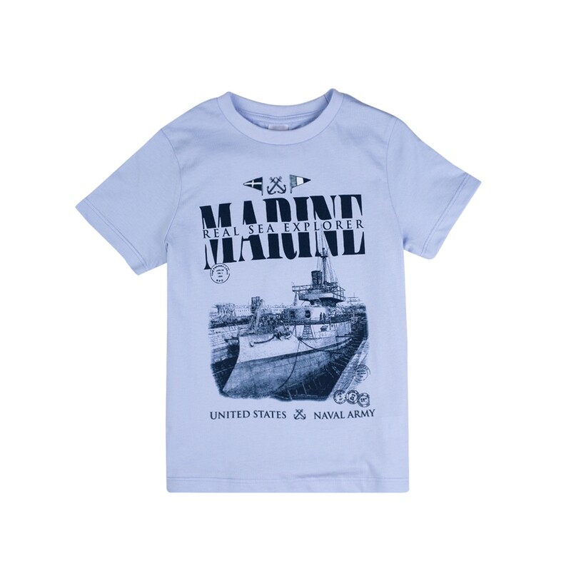 T-shirt bleu lavande imprimé marine real sea explorer  Stummer