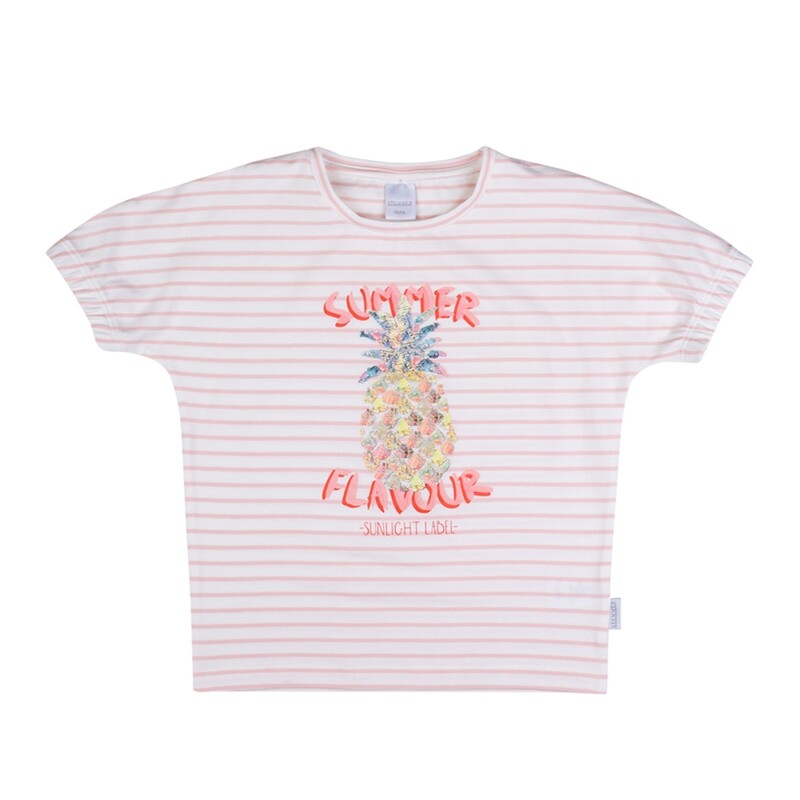 T-shirt rayé papaye imprimé ananas