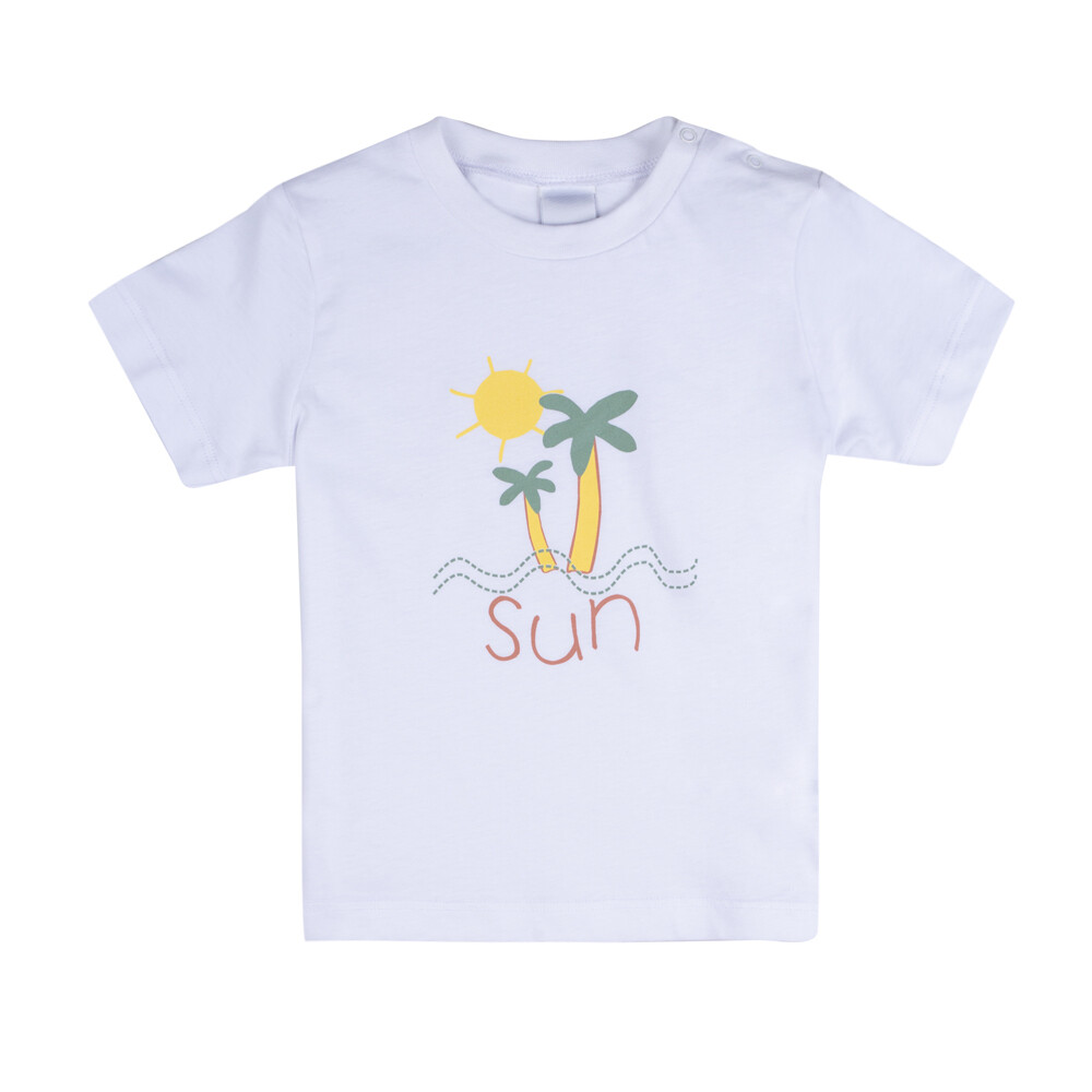 Tee shirt blanc imprimé Sun palmier