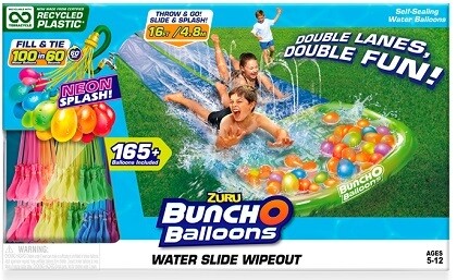 Buncho Ballons Water Slide Wipeout 100 ballons + tapis, bombes à eau géniales