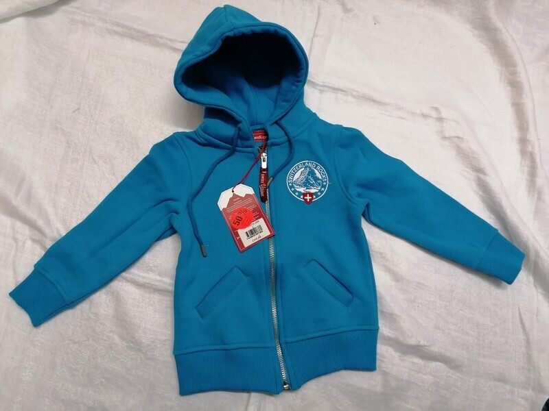 Jaquette bleue en coton avec capuche Switzerland Rocks Suisse