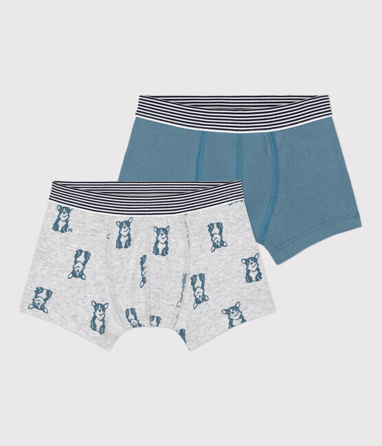 Petit Bateau Lot de 2 boxers bleu gris imprimé chien