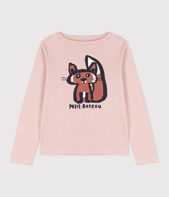 Petit Bateau Pull manches longues rosé poudré imprimé écureuil