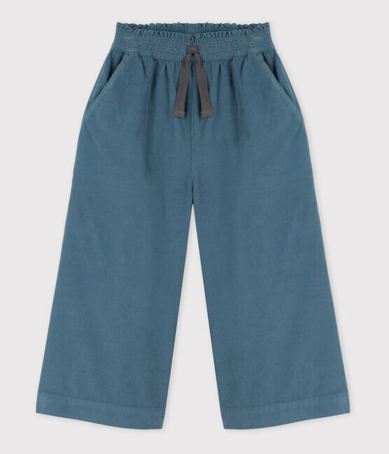 Petit Bateau Pantalon droit, bleu velours côtelé 3/4