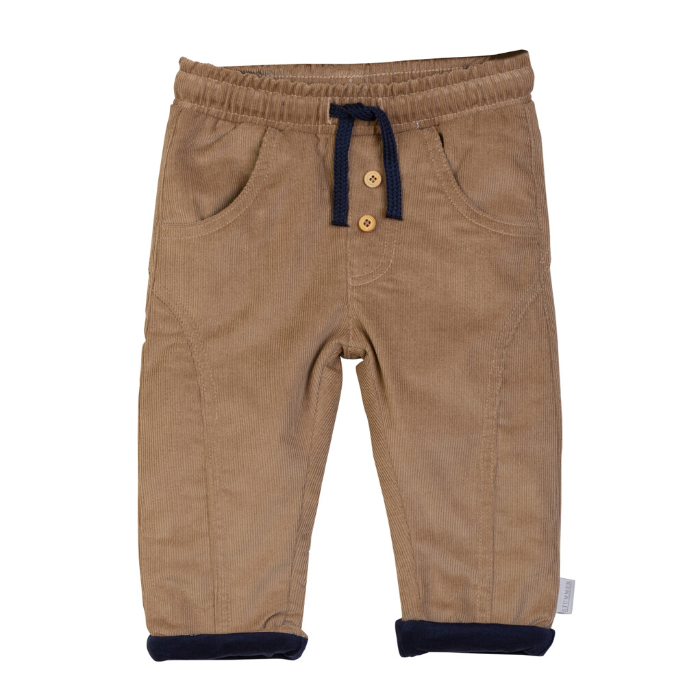 Pantalon brun en velours côtelé doublé