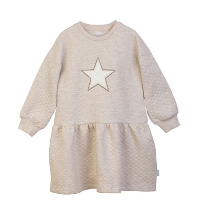 Robe surpiquée beige avec une étoile écrue en peluche