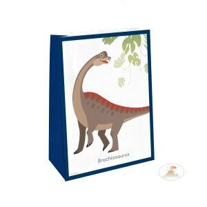 4 Sachets d'anniversaire  Happy Dinosaure avec Sticker, 14.7 x 21cm