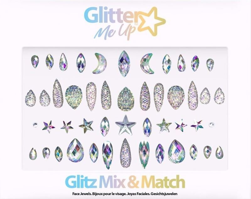 Bijoux tattoo en strass  à coller sur le visage ou le corps Glitter, pour le carnaval, soirée déguisée, anniversaire, etc.