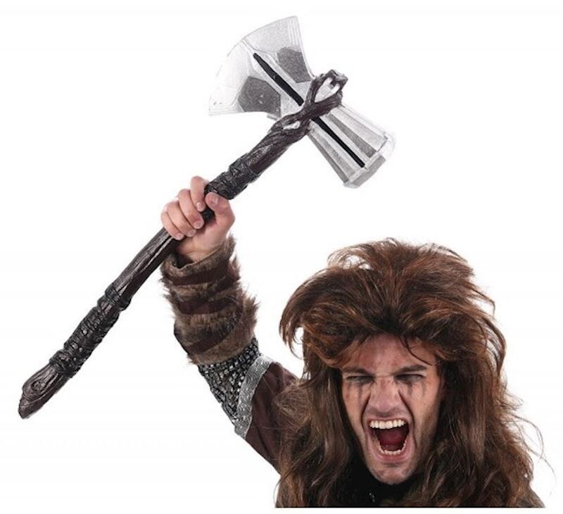Hache viking guerrier en latex 30x72cm pour le carnaval, soirée déguisé, anniversaire