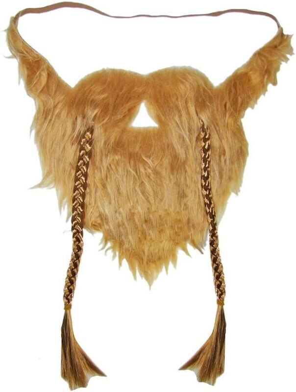 Barbe et moustache de viking, avec tresses, pour carnaval, soirée déguisée, etc.
