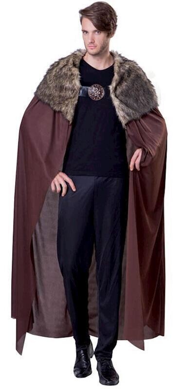 Costume Cape chevalier viking  brune avec fourrure taille unique (déguisement) Carnaval, soirée déguisée, etc.