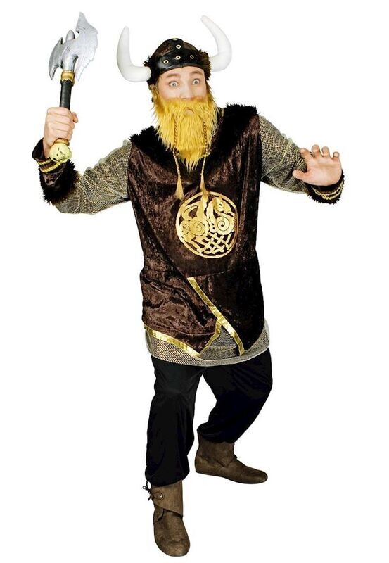 Costume/déguisement viking Ragnar avec ceinture et casque taille 54-56, Carnaval, soirée à thème, anniversaire, etc.