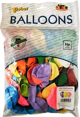 Ballons ronds grands 100 pcs C. 95/100 cm, ø 31 cm, couleurs assorties