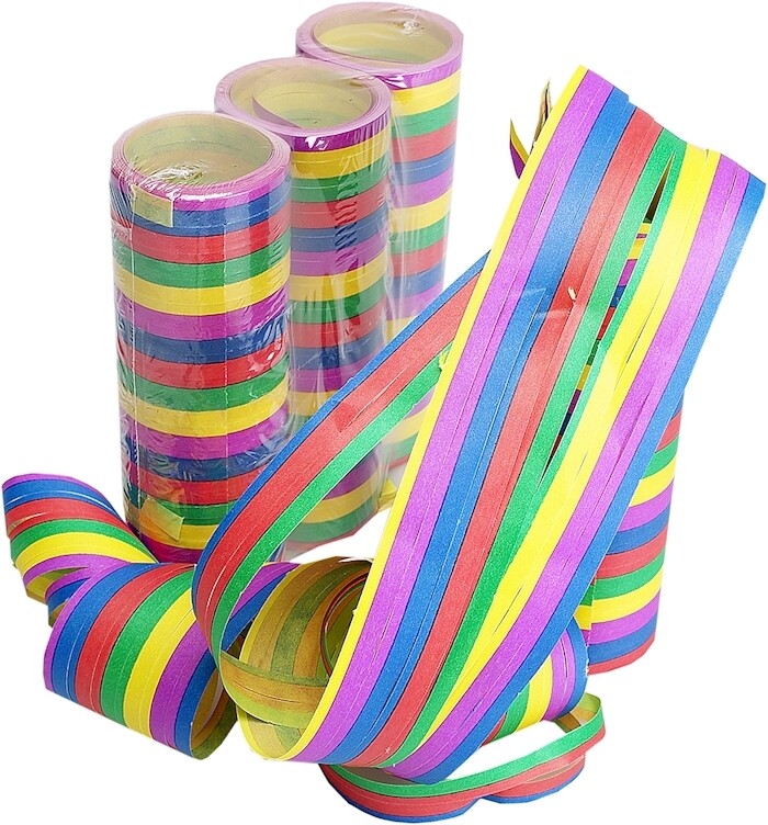 Serpentins 3 pièces longueur 6 m, largeur 7 mm, pour carnaval, anniversaire