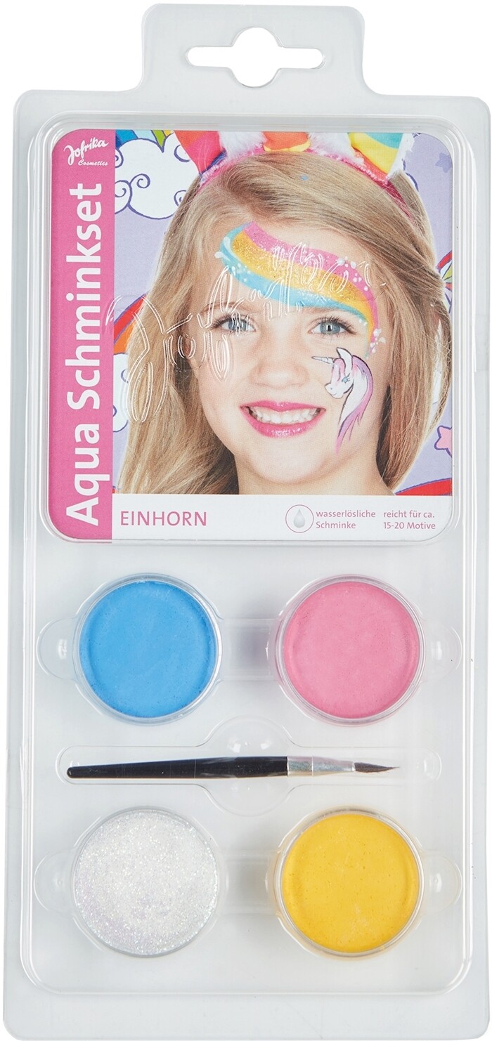 Aqua maquillage licorne 3 couleurs: bleu / jaune / rose, poudre scintillante