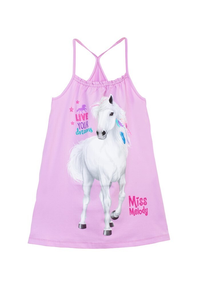 Robe-Débardeur lilas mauve avec fines bretelles Miss Melody cheval blanc