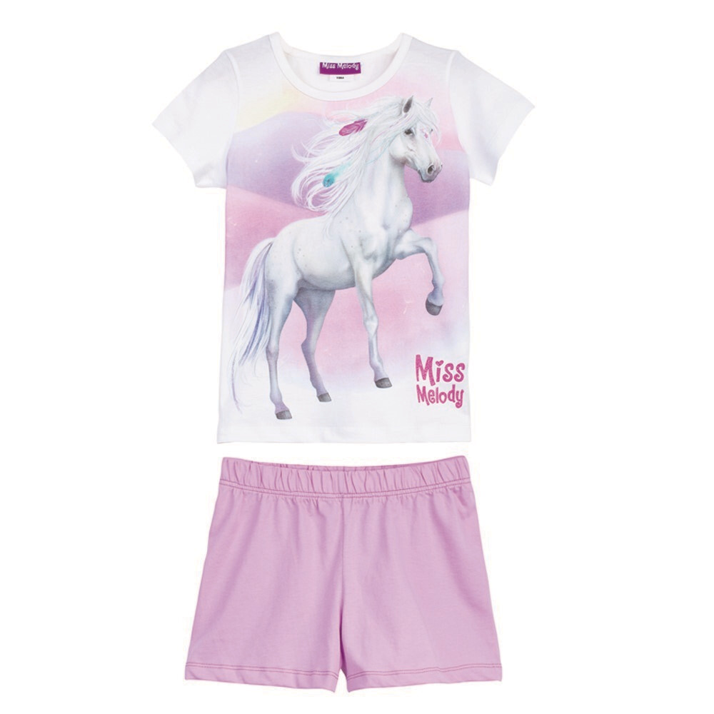 Ensemble court lilas blanc Miss Melody avec cheval blanc et ses plumes