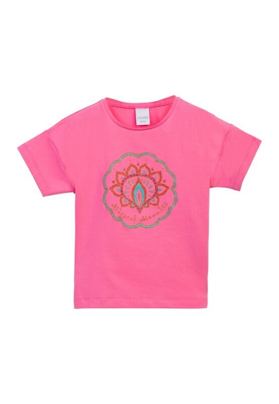 T-shirt rose vif imprimé mandala