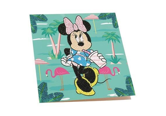 Minnie on Holiday, 18x18cm Crystal Art Card