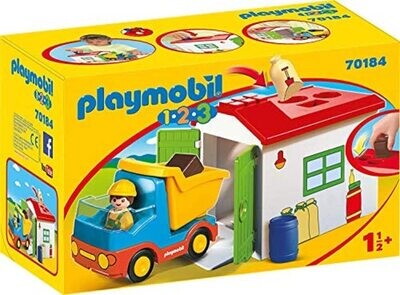 Ouvrier avec camion et garage Playmobil 1-2-3