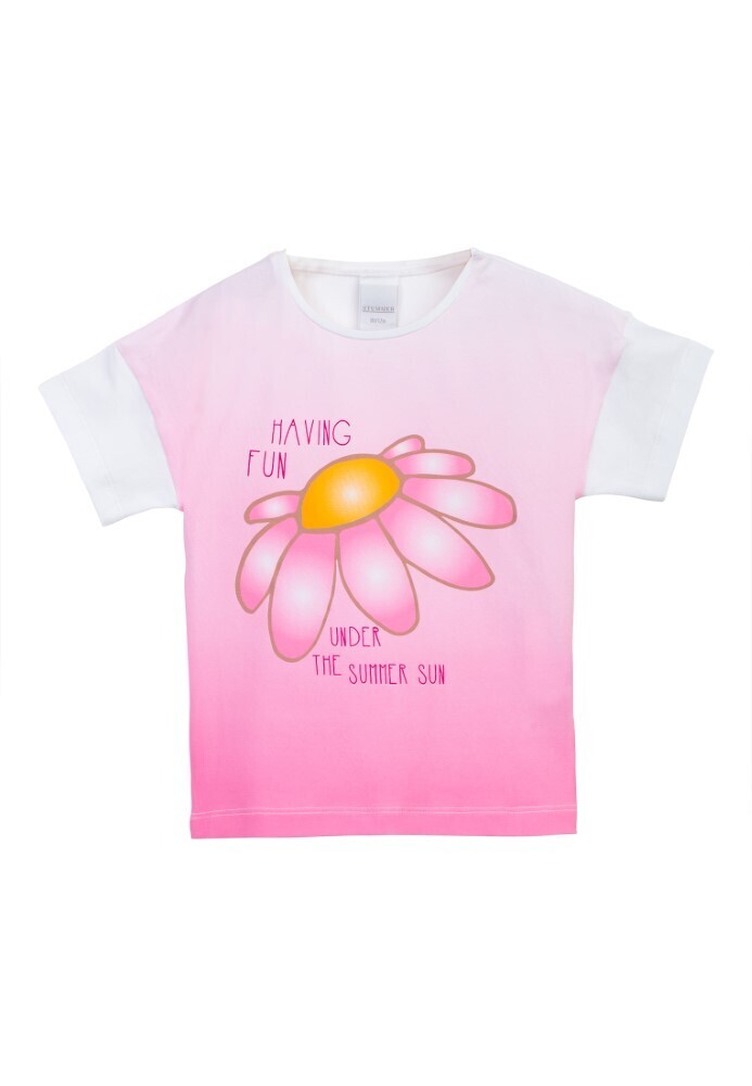 T-shirt rose imprimé grande marguerite