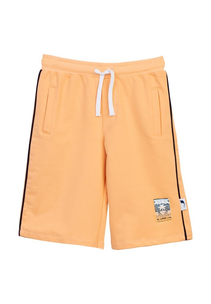 Short bermudas en jersey couleur melon avec taille élastique et 3 poches