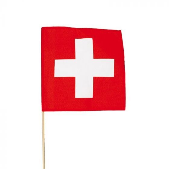 Drapeau Suisse en tissu avec bâton en bois