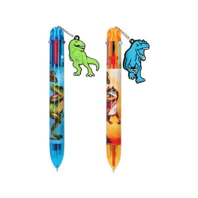 Dino World Stylo 6 couleurs, 2 couleurs assortis
