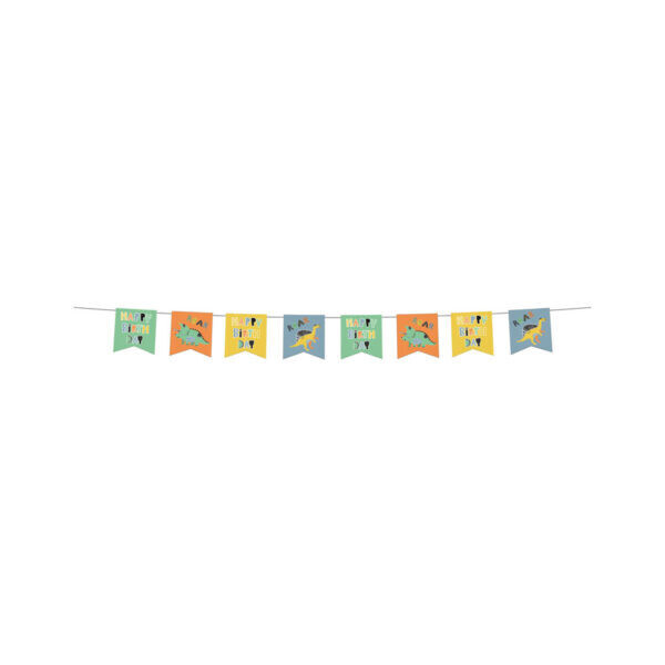 Guirlande Happy Birthday Dinosaures 21 cm sur 6 mètres de long, pour anniversaire