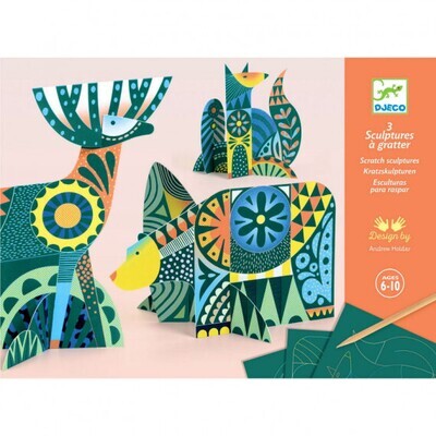 Sculptures à gratter, Animaux folk. Djeco, activité créative